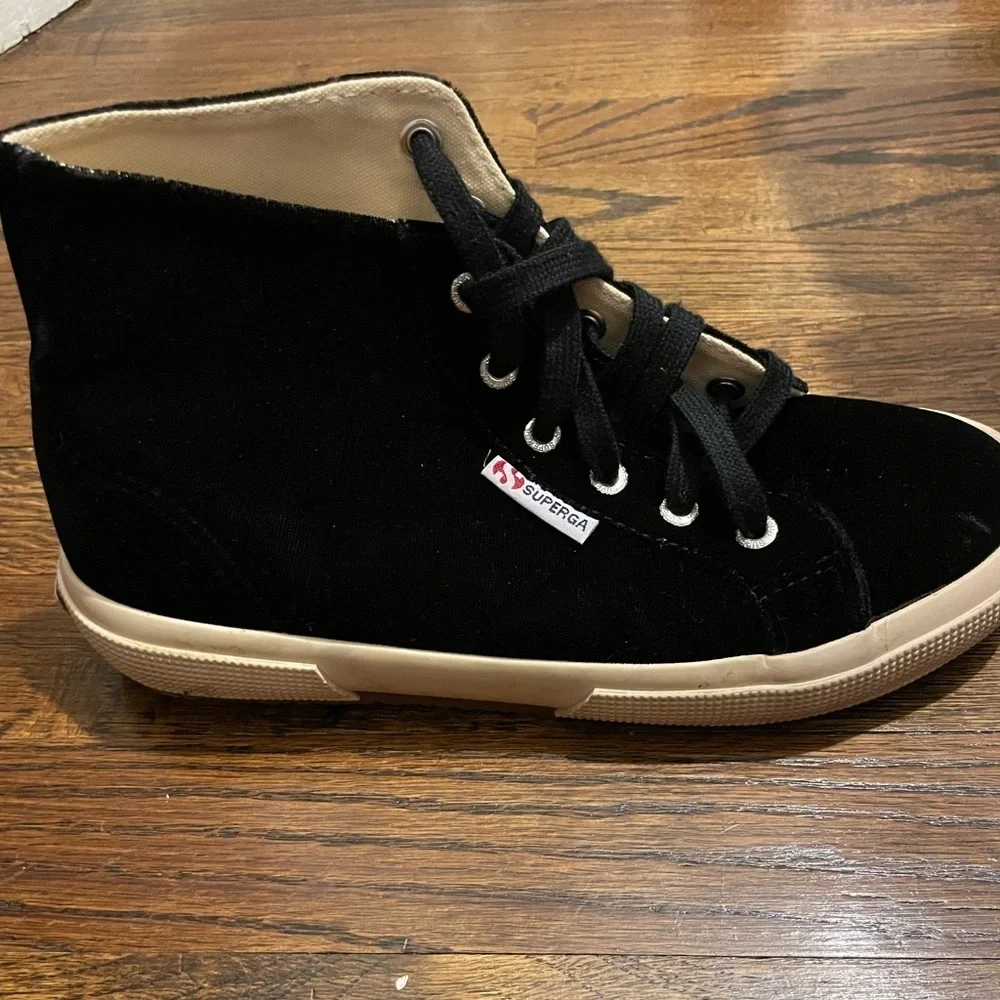Superga velvet  black high top sneakers